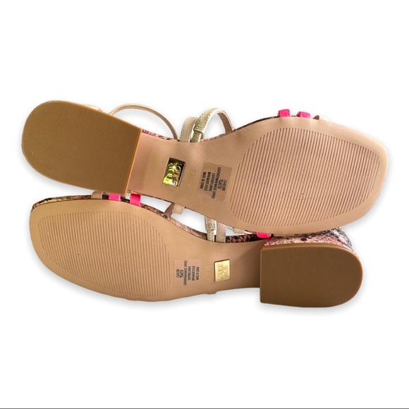 Louise Et Cie Sandals Eleri Snake Leather Patent Stap Square Toe Block Heels - Picture 9 of 10